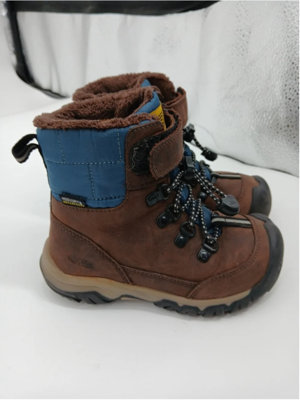 Keen Kanibou Waterproof Boots Little Kids Size 9 Brown/ Blue